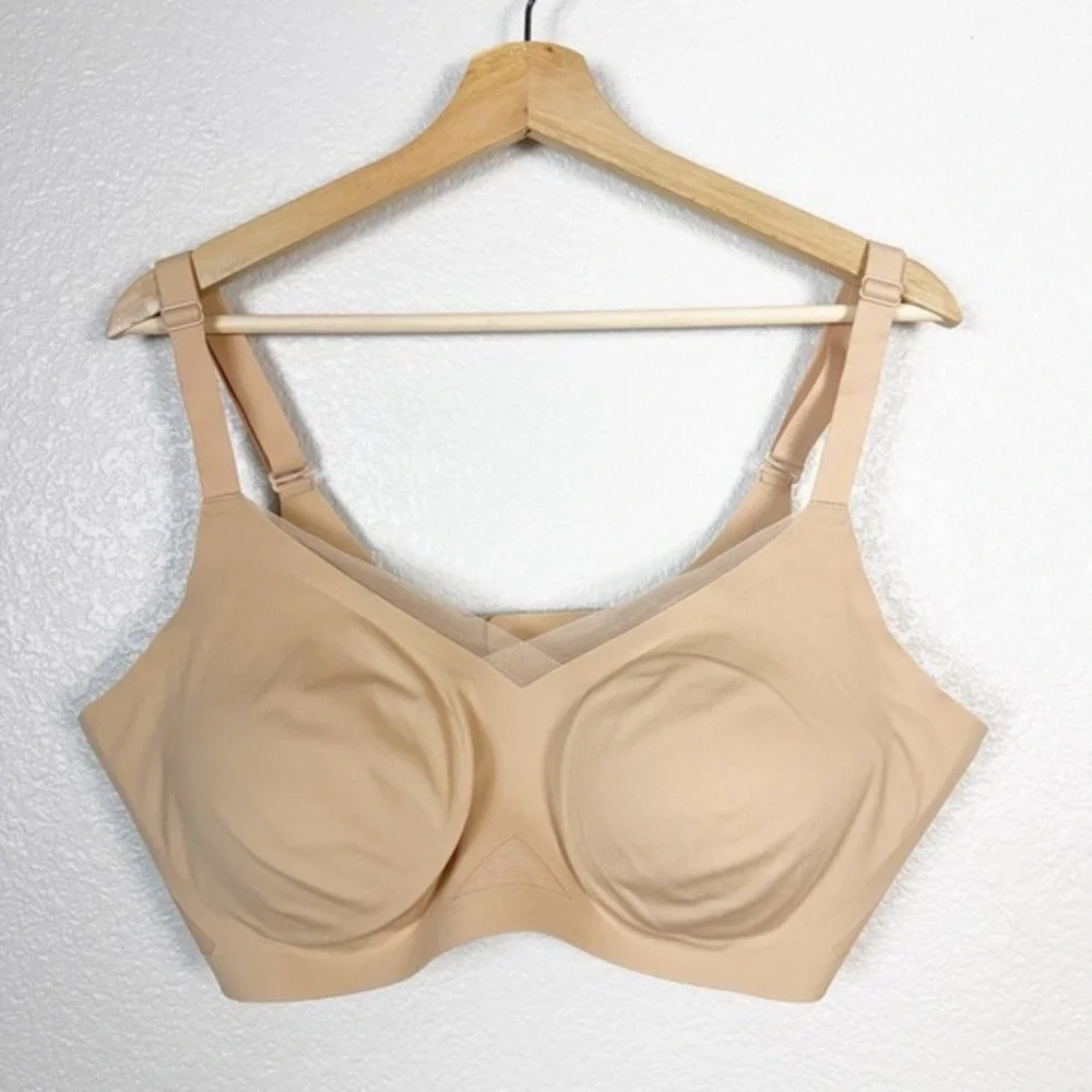 Honeylove Womens CrossOver Original Wireless Smooth Support Comfort Bra Tan 2X
